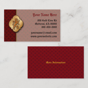Medieval Gold Lion Red Fleur de Lis Business Card