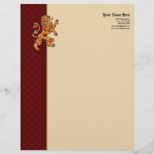 Medieval Gold Lion Red Fleur de Lis Letterhead