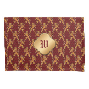 Medieval Gold Lion Red Fleur de Lis Pillowcase