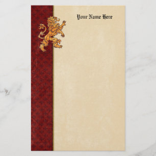 Medieval Gold Lion Red Fleur de Lis Stationery