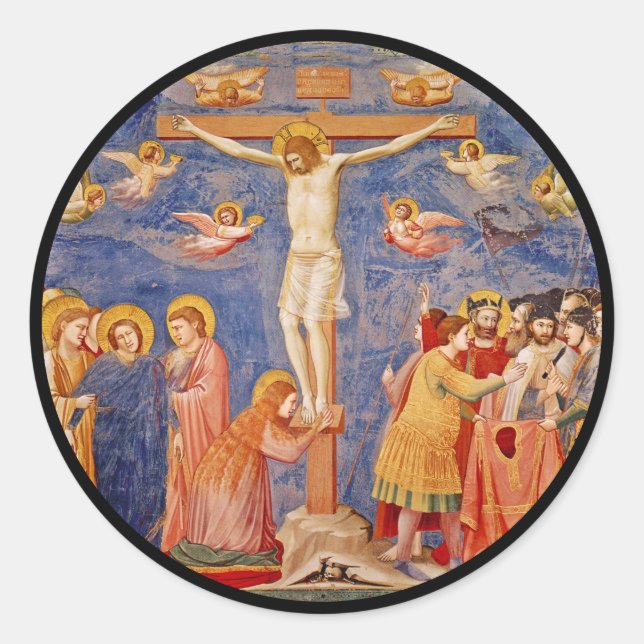 Medieval Good Friday Scene Classic Round Sticker (Front)