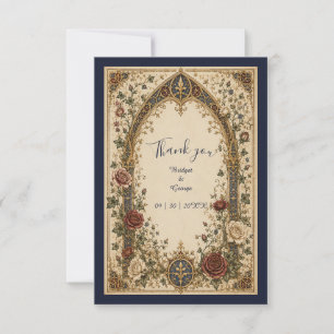 Medieval Gothic Botanical Arch Floral Wedding Thank You Card