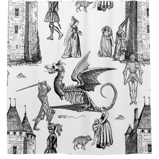 medieval gothic dragon knight skeleton toile (Front)