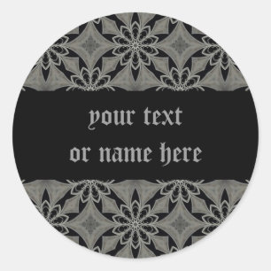 Medieval gothic flower customizable classic round sticker