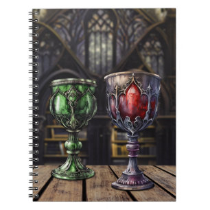 Medieval Gothic Green Red Goblet Castle Library Notebook