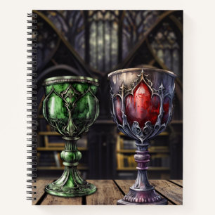 Medieval Gothic Green Red Goblet Castle Library Notebook