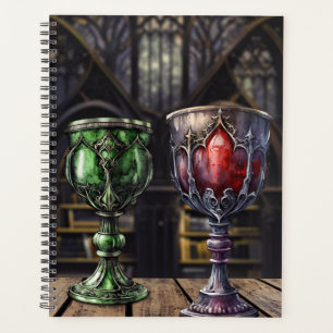 Medieval Gothic Green Red Goblet Castle Library  Planner