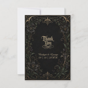 medieval Gothic Lily Ivy Gold Wedding Thank You Card
