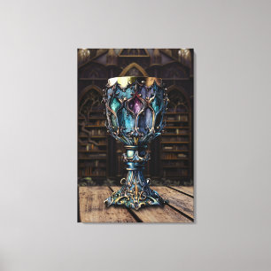 Medieval Gothic Purple Blue Goblet Castle Library Canvas Print