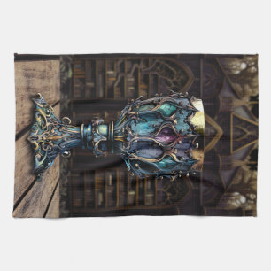 Medieval Gothic Purple Blue Goblet Castle Library  Kitchen Towel