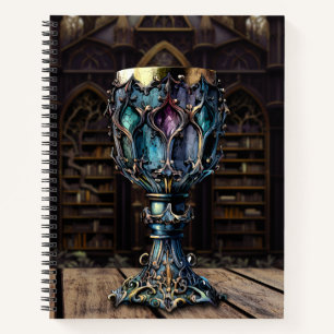 Medieval Gothic Purple Blue Goblet Castle Library Notebook