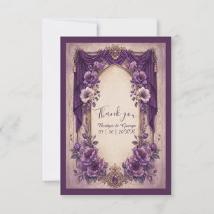 Medieval Gothic Purple Draped Arch Wedding  Thank You Card
