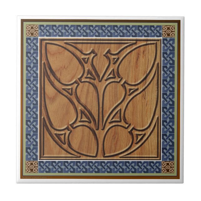 Medieval Gothic Square with Celtic Border Tile (Front)