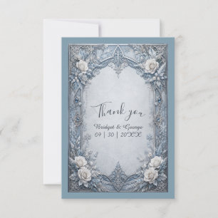 Medieval Gothic Winter Ice Silver Wedding Thank You Card