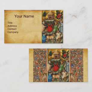 MEDIEVAL GRAPE VINEYARD HARVEST Antique Grapevine  Business Card
