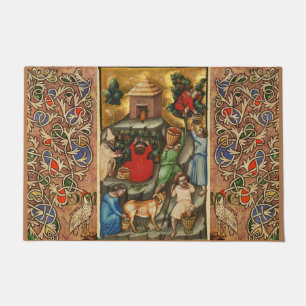 MEDIEVAL GRAPE VINEYARD HARVEST Antique Grapevine Doormat