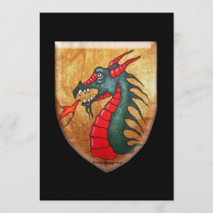 Medieval Green Dragon Shield Invitation