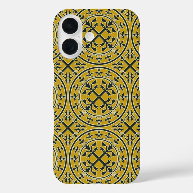 Medieval Green Mustard Wreath Leaves Romanesque Case-Mate iPhone Case (Back)