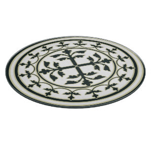 Medieval Green White Beige Wreath Leaves Cutting Board