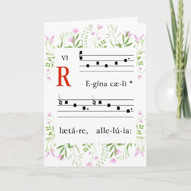 Medieval Gregorian Chant Floral Religious Easter C Card (Front)