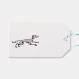 Medieval greyhound and mille fleurs gift tag