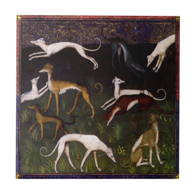 Medieval Greyhounds Fine Art Tile (Front)