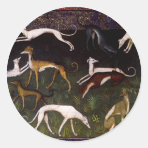 Medieval Greyhounds in the Deep Forest Classic Round Sticker