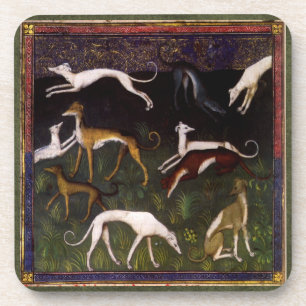 Medieval Greyhounds in the Deep Woods Coaster