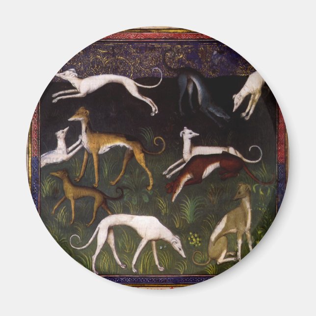 Medieval Greyhounds in the Deep Woods Magnet (Front)