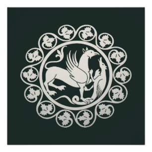 Medieval Griffin Combat Medallion Poster