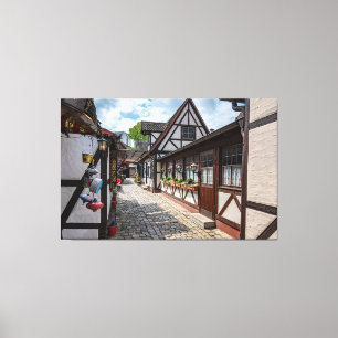 Medieval half-timbered shops in Nuremberg, Germany Canvas Print