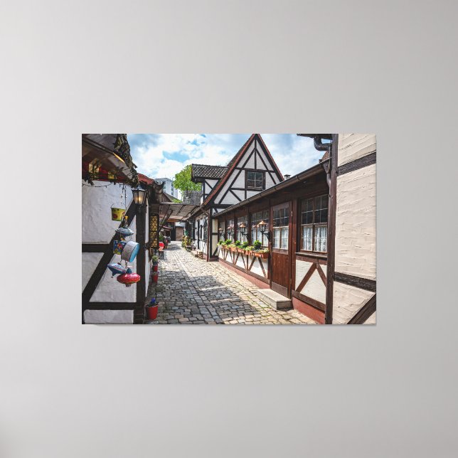 Medieval half-timbered shops in Nuremberg, Germany Canvas Print (Front)