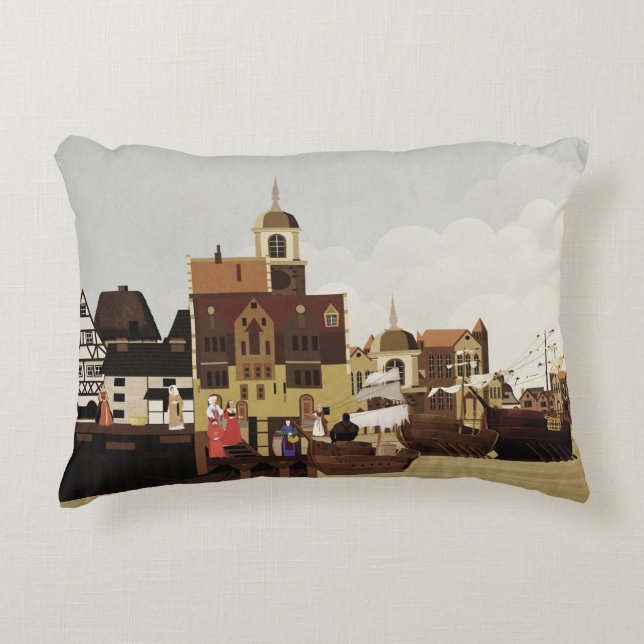 Medieval Harbour Accent Pillow (Front)