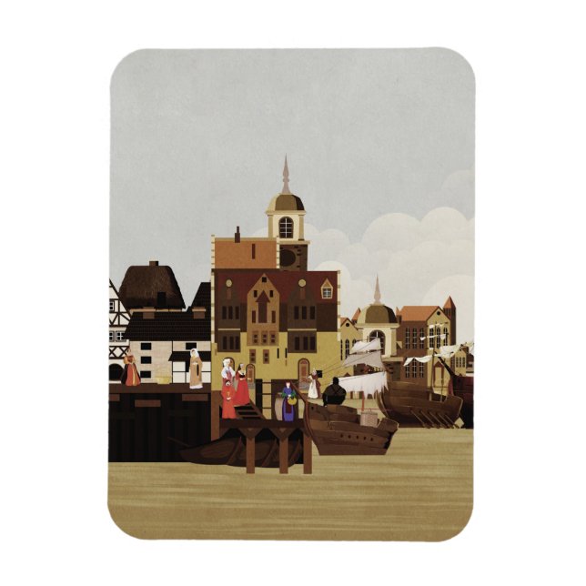 Medieval Harbour Magnet (Vertical)