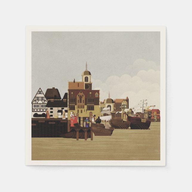 Medieval Harbour Napkin (Front)