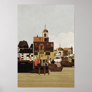 Medieval Harbour Poster