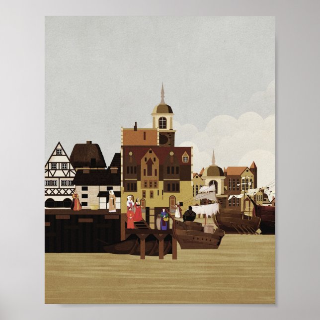 Medieval Harbour Poster (Front)