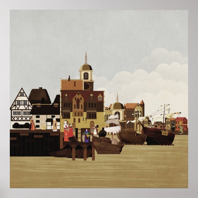 Medieval Harbour Poster (Front)