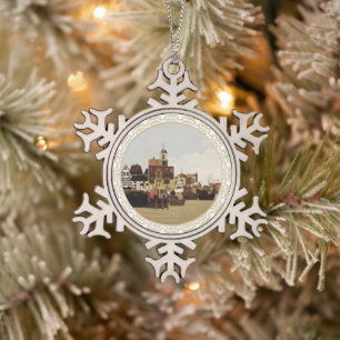 Medieval Harbour Snowflake Pewter Christmas Ornament