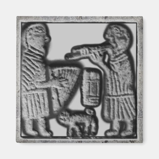 Medieval Harp and Pipe with Cat Magnet (Front)