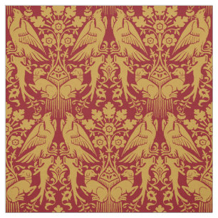 Medieval Hawk And Hound Pattern Fabric