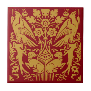 Medieval Hawk And Hound Pattern Tile