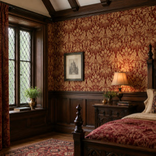 Medieval Hawks & Hounds Print Pattern Wallpaper