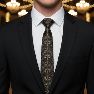 Medieval Heraldic Black and Gold Tie