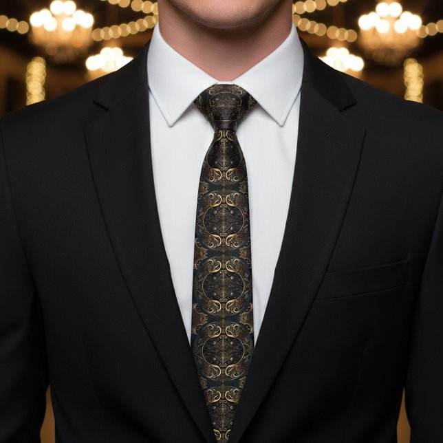 Medieval Heraldic Black and Gold Tie (Creator Uploaded)