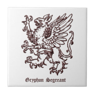 Medieval Heraldry Gryphon segreant Tile