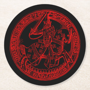 Medieval Heraldry Seal of Thomas de Beauchamp Round Paper Coaster