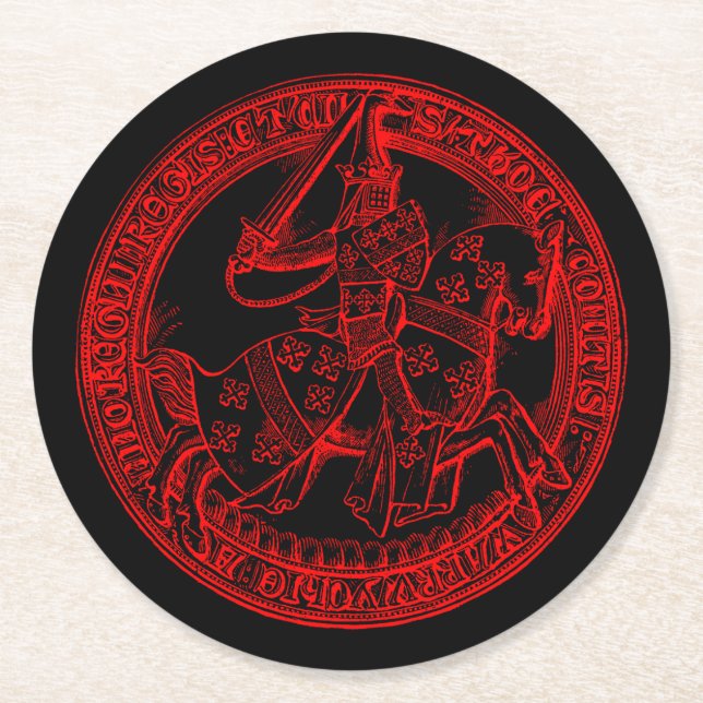 Medieval Heraldry Seal of Thomas de Beauchamp Round Paper Coaster (Front)