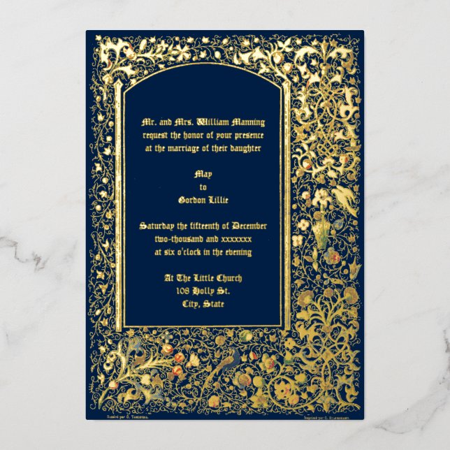 Medieval Illuminated Birds & Flowers Wedding (Front)