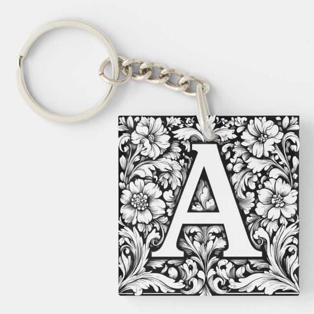 Medieval Illuminated Letter A Keychain (Front)